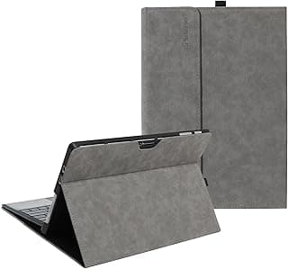 Heycase Multiple Angle Stand with Pen Holder Compatible with Microsoft Surface Pro 12 12 inch,TPU Soft Shell Case Signature Keyboard Cover,Grey
