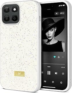 جراب حماية لـ Honor X6C مرصع بالجليتر والماس، جراب نحيف وخفيف الوزن ومقاوم للصدمات والخدش (أبيض)