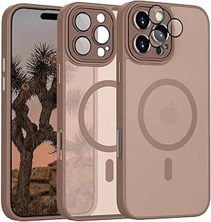 جراب مغناطيسي متوافق مع ابل iPhone 16 Pro Max، حماية كاملة للكاميرا مع عدسة، يدعم الشحن اللاسلكي، شفاف مطفي، مضاد للصدمات (Desert Titanium)