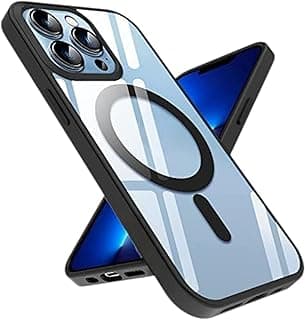 Clear Magnetic Case for iPhone 14 Pro Max, Compatible with Magsafe, Slim, Anti-Yellowing, Shockproof, Protective, Transparent (Black)