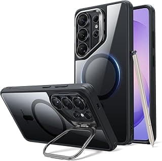 for Samsung Galaxy S26 Ultra Phone Case with Stash Stand, Compatible with MagSafe, Military-Grade Protection, Magnetic Case for Samsung Galaxy S26 Ultra, Scratch-Resistant Back Cover, Clear Black