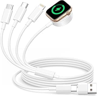 كابل شحن متعدد 4 في 2 لـ ابل Watch، شاحن ابل Watch وكابل ايفون لسلسلة iWatch Ultra/SE/10/9/8/7/6، ايفون 16/15/14/13/12، كابل شحن مغناطيسي USB C