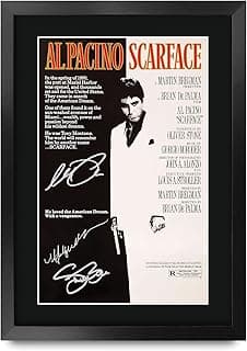 HWC Trading A3 FR Scarface بوستر فيلم Al Pacino Steven Bauer Michelle Pfeiffer بتوقيع هدية مطبوع بإطار A3