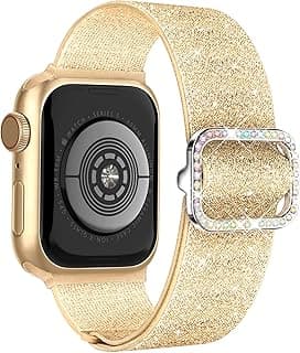 سوار ساعة مرصع بفصوص لامعة متوافق مع ابل واتش Series 1 2 3 4 5 6 7 8 9 10 11 Ultra 2 SE مقاس 49mm 46mm 45mm 44mm، سوار مطاطي مرصع، أنيق وعصري