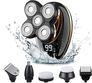 V-316 ماكينة حلاقة للرأس للرجال، 5 في 1، ماكينة كهربائية لاسلكية بشاشة LED، شحن USB، طقم حلاقة جافة ومبللة، ماكينة تشذيب شعر الأنف، مقاومة للماء IPX5