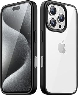 جراب لـ ابل iPhone 16 Pro Max مقاس 6.9 بوصة، جراب شفاف كريستالي [لا يصفر] [حماية من السقوط بمعايير عسكرية] جراب حماية شفاف مضاد للصدمات ونحيف (أسود)