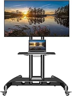 حامل تلفزيون متحرك بعجلات من NB North Bayou مقاس 32 إلى 65 بوصة لشاشات LCD LED OLED، يتحمل حتى 100 رطل، موديل AVA1500-60-1P (أسود)
