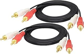 2 RCA Jack Audio Cable 2 RCA Male to 2 RCA Male Stereo Audio Y Cable Adapter Compatible for TV,Smartphones, DVD MP3, Tablets, Speakers [1.5m/4.9ft-2Pack/2R-2R]