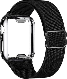 2-Pack Solo Loop Strap Compatible with Apple Watch Band 38mm 40mm 41mm 42mm 44mm 45mm,No Clasps No Buckles Stretchable Braided Sport Elastics Replacement Wristband for iWatch Series 7/6/3/SE,Women Men