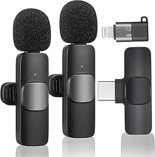 ميكروفون من كي ناين موديل K9 باللون الأسود، يدعم اتصال USB لاسلكي، مزود بميكروفون ثنائي ومشبك تثبيت، متوافق مع الهواتف الذكية والأجهزة اللوحية وأجهزة الكمبيوتر المحمول والمكتبي