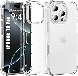 for iPhone 16 Pro Clear[Shockpoof][Military Grade Protection] Reinforced Corners Slim Fit Flexible TPU Bumper Phone Case for iPhone 16 Pro,Clear