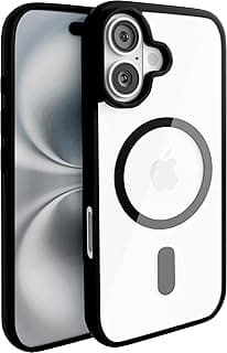 NTC Magnetic Case for iPhone 16 Plus, Compatible with MagSafe, Military Grade Protection, Crystal Clear Transparent Back, Black Sides, Non-Yellowing, Shockproof, Scratch-Resistant - Case [Black]