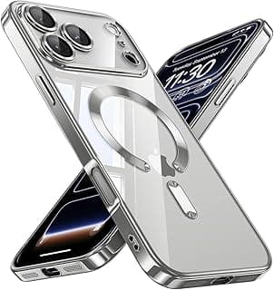 جراب مغناطيسي Grabist متوافق مع iPhone 17 Pro، حماية كاملة للكاميرا مع عدسة، متوافق مع الشحن اللاسلكي، جراب شفاف نحيف ومضاد للصدمات (رمادي)