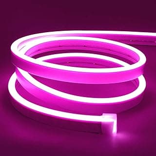 شريط إضاءة نيون LED مرن من Lamomo، 5 متر، وردي، 12 فولت، مقاوم للماء، سيليكون، للديكور الداخلي والخارجي + محول 12 فولت 2 أمبير