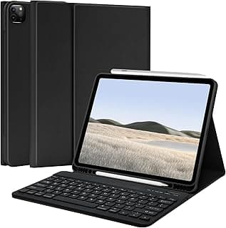 TQQ iPad Pro 12.9 inch 2022 Case with Keyboard, Keyboard case (for 12.9-inch iPad Pro - 6th Generation, 5th/4th/3rd Generation) - Wireless Detachable - with Pencil Holder for 2022 iPad Pro 12.9, Black