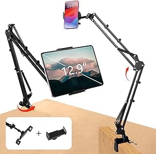 Phone Tablet Holder for Bed, Cell Phone Tablet Stand for Desk, Adjustable Tablet Phone Mount Holder Compatible with iPhone/iPad/Tablet/Samsung /Kindle Fire HD, More 4 ~13.5 inch Devices