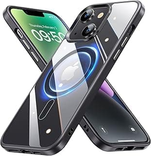 Case Magnetic Crystal Clear for iPhone 15 (6.1 Inch) Case, [Compatible with MagSafe] [Not Yellowing] [Military Protection] [No.1 Strong Magnets] Slim Phone Case Thin Cover - Black