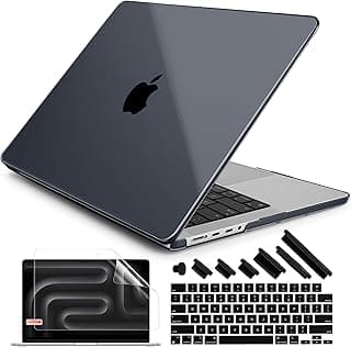 جراب DONGKE متوافق مع MacBook Pro 14 inch M5 M4 M3 M2 M1 2026 2024-2021 A3427 A3426 A3434 A3112 A3401 A3185 A2918 A2992 A2779 A2442 Pro Max، غطاء بلاستيك صلب، كريستال أسود