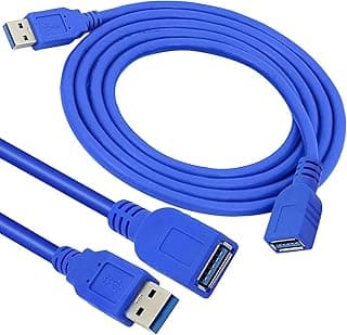 كابل وصلة تمديد USB 3.0 ذكر إلى أنثى 3.0 عالي السرعة لنقل البيانات 1 جيجابايت في الثانية مع حماية للكمبيوتر واللاب توب والأجهزة الأخرى بطول 1.5 متر لحاسوب محمول