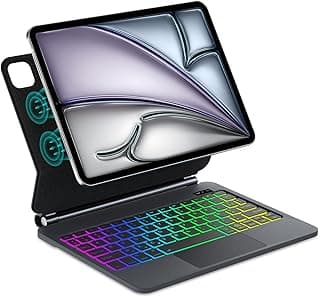 FOGARI Magic Keyboard Case for iPad Air 13 2025/2024 (M3/M2), Magic Keyboard for iPad Pro 12.9 (6/5/4/3 Gen), QWERTZ German Magnetic Stand Magic Keyboard with Multi Touch Trackpad, Black