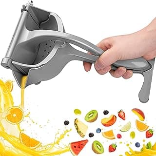 manual juicer, single press lemon juice squeezer, heavy duty aluminum alloy citrus lemon juicer hand press with seed filter, hand held lemon lime, pomegranates,orange, apple juicer