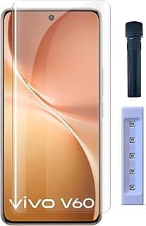 دلـع موبايلك شاشة حماية فيفو V60 شبكة الجيل الخامس 5G [زجاج مقوى سائل بالاشعة فوق البنفسجية] لاصق كامل للشاشة [لمس حساس] [متوافق مع مستشعر بصمات الأصابع] HD شفاف