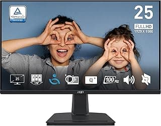 شاشة كمبيوتر برو ام بي 251 مقاس 24.5 بوصة وبدقة Full HD‏ (1920×1080) من ام اس اي. لوحة اي بي اس، معدل 100 هرتز، شاشة صديقة للعين، مكبرات صوت مدمجة، إمالة قابلة للتعديل، مدخلات HDMI 1.4b، D-Sub (VGA)