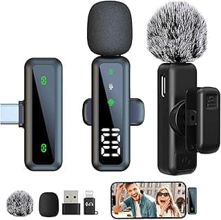 Wireless Lavalier Lapel Microphone for Android/iPhone/Laptop, Plug and Play,Mini Mic with USB-C for Content Creators 2.4GHz Mic Ideal for Interview Podcast Vlog YouTube TikTok Live Streaming (2TX+1RX)