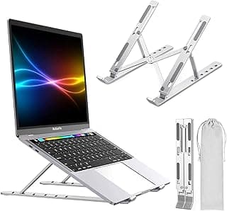 Laptop Tabletop Stand, Fold-Up, Adjustable, Ventilated, Portable Holder for Desk, Aluminum Foldable Laptop Ergonomic Compatibility with Up to 15.6-Inch Laptop, All Mac, Tab, and Mobile