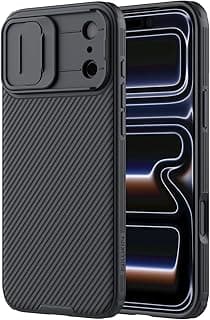 جراب لهاتف iPhone 17 Pro مع غطاء منزلق للكاميرا، نحيف، حماية ضد الصدمات، حماية للخصوصية، جراب حماية لعدسة كاميرا iPhone 17 Pro مقاس 6.3 بوصة، أسود