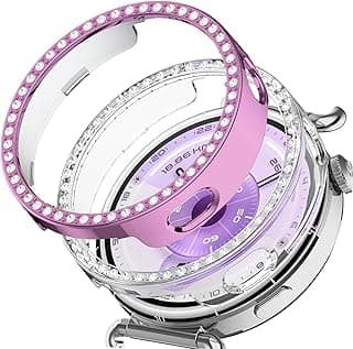 جراب DEALELE (عبوة من 2) متوافق مع ساعة هواوي GT6 / GT5 / GT4 مقاس 41 mm، إطار حماية مرصع بالألماس (وردي + شفاف)