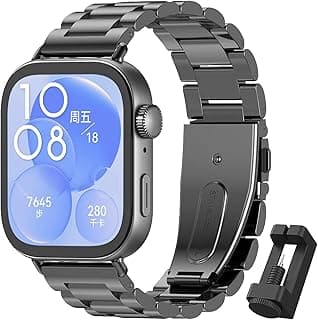 Metal Strap Compatible with Huawei Watch Fit 3, Replacement Bands without Gap Replacement Strap for Huawei Watch Fit 3 Men and Women Black