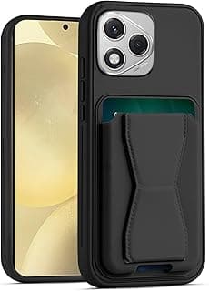 Leather Wallet Case Compatible with Honor 400 Lite, Leather Back Cover With TPU Frame, Shockproof Protective Phone Case with Card Holder Stand (Black)