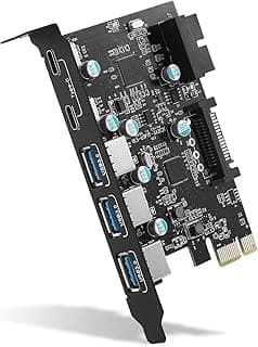 بطاقة توسيع بمنفذ PCI-E × 1 الى USB، USB 3.0 5 جيجابايت في الثانية (3 × USB A - 2 × USB C - 1 × رأس داخلي 19 دبوس) - بطاقة USB PCI اكسبرس وبطاقة مذربورد للكمبيوتر المكتبي تدعم ويندوز ماك او اس لينكس