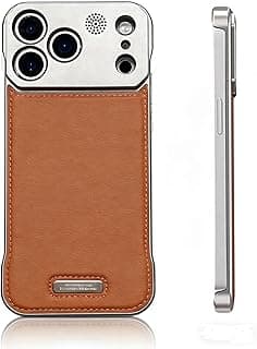 For iPhone 17 Pro Max, top-grain leather case, slim fit and lightweight case, Mag-safe compatible, built-in aroma diffuser, wireless charging support (Brown, iPhone 17 pro max)
