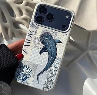 Fekra Premium Whale Case for iPhone 17 Pro Max with Camera Lens Protector Included, Slim Silicone Cover with Microfiber Lining, Anti-Fingerprint, Shockproof Phone Case (Sea O1, iPhone 17 Pro Max)