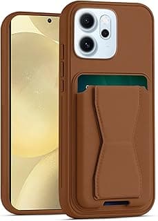 Dl3 Mobilak Leather Wallet Case Compatible with OPPO Reno 14F / OPPO Reno14 FS, Leather Back Cover With TPU Frame, Shockproof Protective Phone Case with Card Holder Stand (Brown)