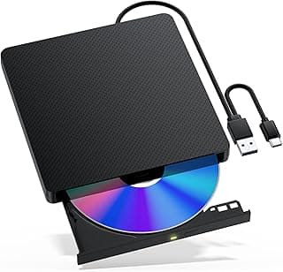 محرك أقراص CD DVD خارجي USB 3.0 و Type-C للابتوب، ناسخ وقارئ محمول للويندوز والماك ولينكس