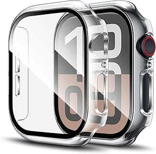 Hard Case Compatible with Apple Watch Series 10 42mm(2024), with 9H Tempered Glass Screen Protector [360° Shockproof + Anti Scratch] Cover for iWatch S10 42mm-Clear