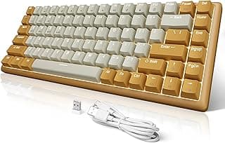 Wireless Bluetooth Backlit Keyboard Hybrid Mechanical, USB 2.4G Cordless Compact Cute 80% Keyboard with Multicolor Backlights for Windows Mac Tablet iPad (Gray/Yellow-B)