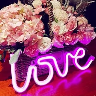 لوحة نيون Love لغرفة النوم، إضاءة نيون تعمل باليو اس بي أو البطارية للحائط، إضاءة ليد للفتيات للحفلات، الكريسماس، البار، والزفاف (وردي)