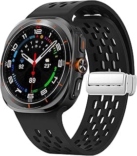 سوار ساعة مغناطيسي من BFFASTRAX متوافق مع سامسونج Galaxy Ultra مقاس 47mm للرجال والنساء، سوار سيليكون رياضي مسامي ومقاوم للعرق