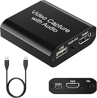 كرت التقاط فيديو مع صوت، يدعم 4K HDMI Loop Out، تسجيل 1080P 60FPS، متوافق مع سويتش/PS4/PS5/اكس بوكس/OBS/كاميرا/PC، للبث والألعاب