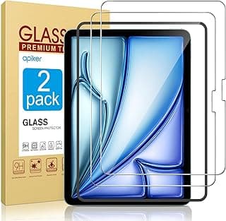 اسكرينة حماية زجاج مقوى لجهاز ابل iPad Air 6 مقاس 11 بوصة (M2) 2024، مع إطار للتركيب، عبوة من قطعتين