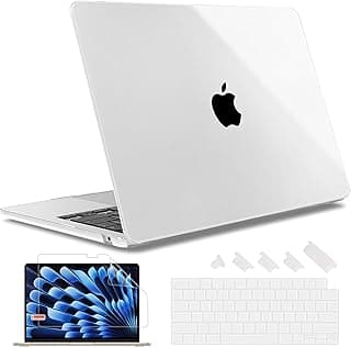 جراب May Chen لجهاز ابل MacBook Air 15 بوصة M2 موديل A2941 إصدار 2023، جراب بلاستيك صلب مع غطاء كيبورد وشاشة حماية (شفاف كريستالي)
