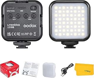 اضاءة LED ثنائية اللون في درجة حرارة 3200-6500 كلفن وقابلة لاعادة الشحن للفيديو والكاميرا، صغيرة وخافتة تملا المكان بدعم للتثبيت المغناطيسي مع 3 قواعد كولد شو لبث المدونات مباشرة من جودوكس (LED6Bi)