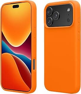 جراب متوافق مع ابل ايفون 17 Pro Max - غطاء هاتف من سيليكون TPU بلمسة ناعمة - برتقالي فاكهي