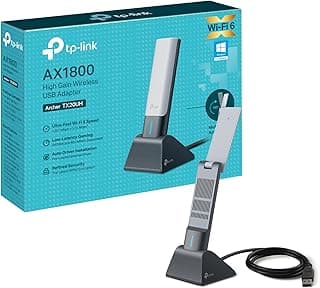 دونجل واي فاي TX20UH AX1800 من تي بي لينك ارتشر للكمبيوتر، واي فاي 6 ثنائي التردد لاسلكي، محول واي فاي USB للكمبيوتر، كيبل 1.2 متر، تغطية واسعة، دونجل واي فاي USB 3.0، وينز، MU-MIMO، OFDMA، تصميم مرن