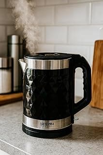 OCEAN 2.3L Stainless Steel Electric Kettle 1500W Stainless Steel Inside and Lined on the Outside with Thermoplastic Coating Practical Kettle Perfect for Fast Hot Drinks Easy to Clean