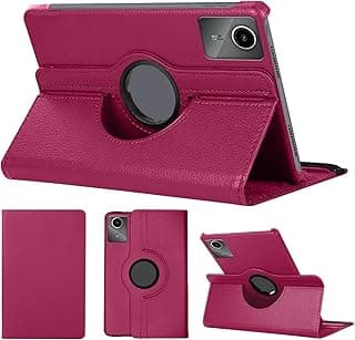 Protective Cover for Lenovo Tab M11/Tab K11 LTE 11" 2024, 360° Rotatable Smart Stand, Leather Folio Flip Cover with Multi-Angle Viewing, Auto Wake Sleep (Pink)